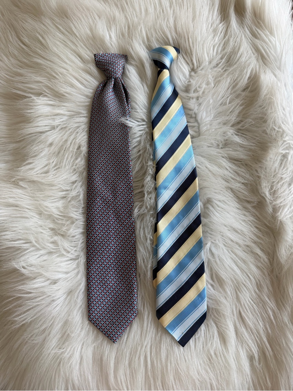 Boys Blue and Multicolor Striped Silk Ties - Classic Formal Accessories